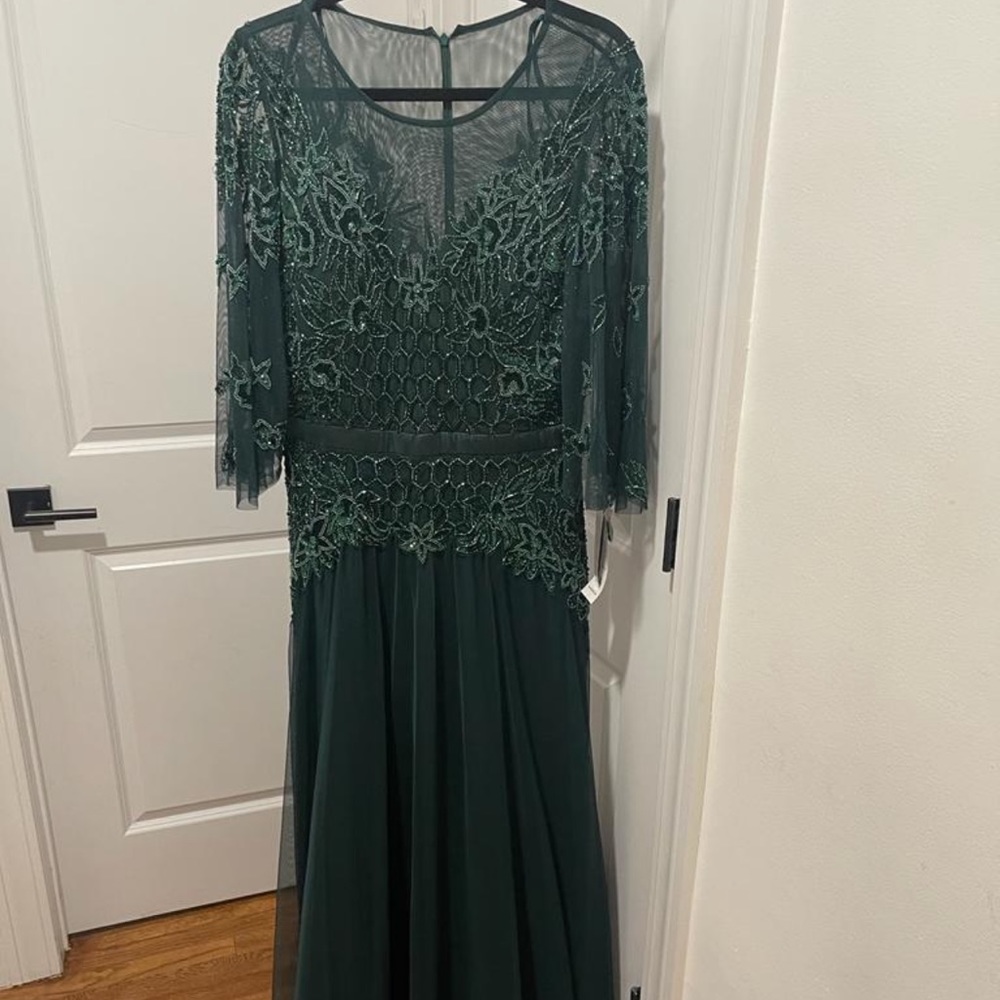 Basix Black label hunter green beaded gown